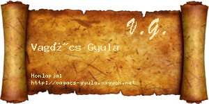 Vagács Gyula névjegykártya